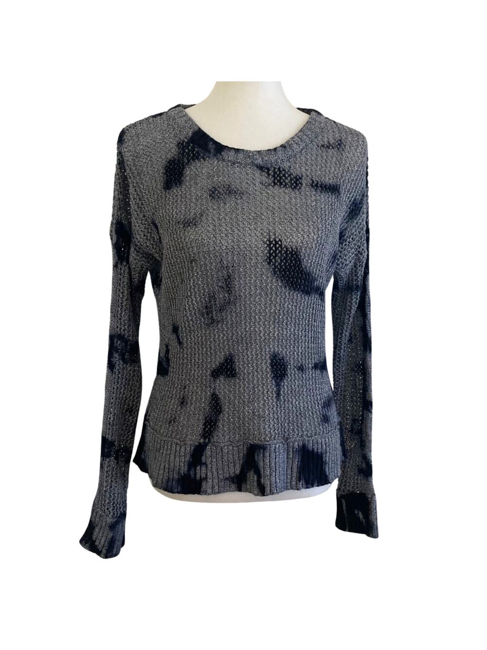 Feel The Piece Blue Tie Dye Open Knit Sweater, Small